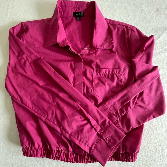 J for Jutify Size:L Women’s Long Sleeve Button Up Cropped Top - Picture 1 of 4